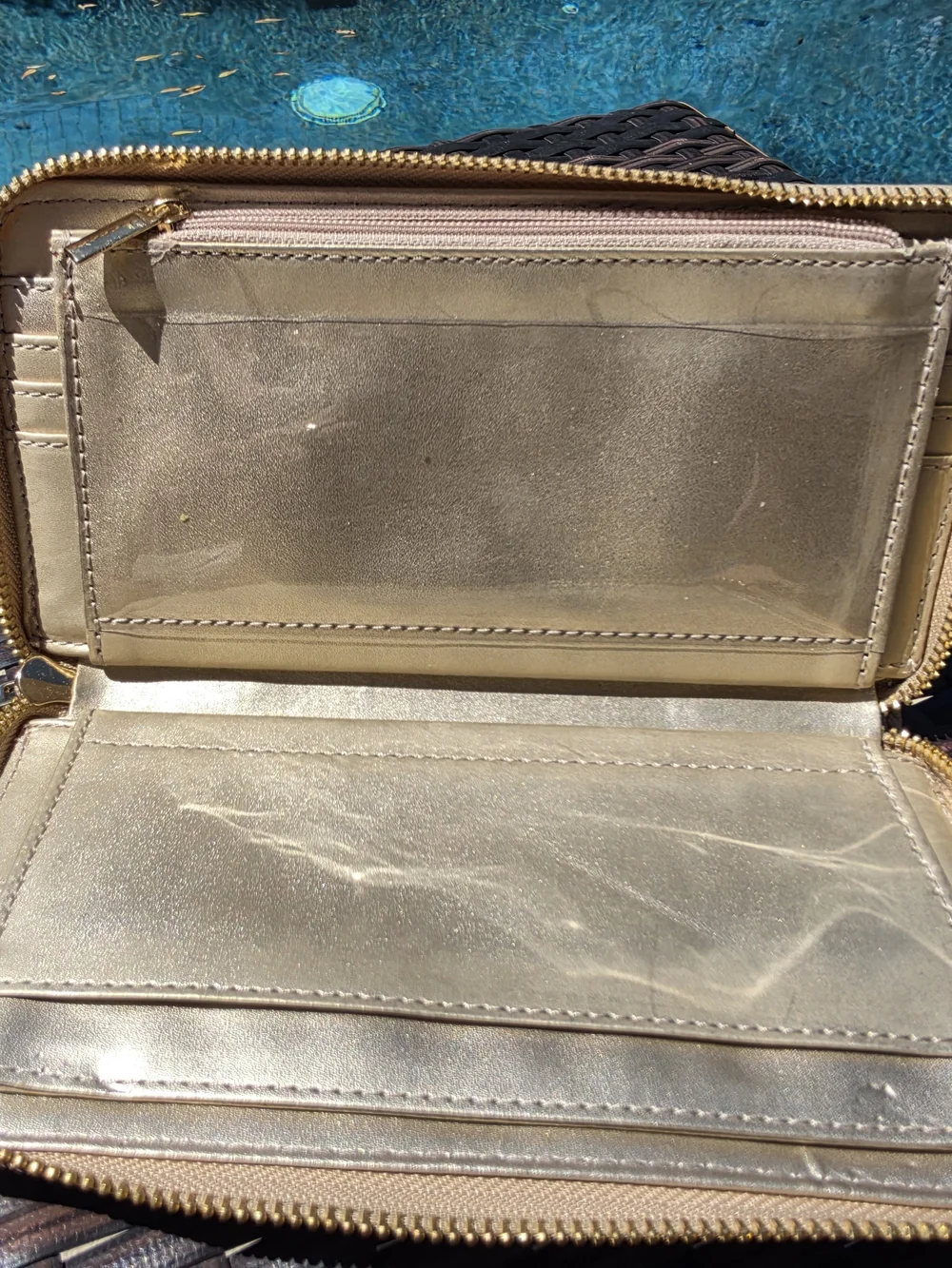 ALDO Metallic Gold Quilted Wristlet